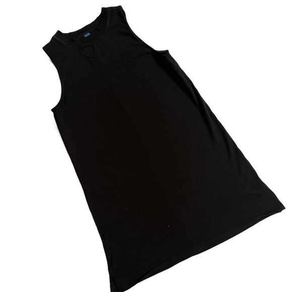 OLD NAVY BLACK SLEEVELESS VINTAGE T-SHIRT HIGH NECKLINE FLOWY MATERNITY DRESS XS - Picture 3 of 6